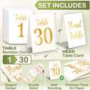Woodamore Paper Table Numbers For Wedding Reception 1-30, Gold Wedding Table Number 1-30 With Head Tables Numbers Cards