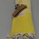 GOQAN Turkish Beach Towel Oversized 39x71 | Thin, Lightweight, 100% Cotton and Sand Free Towel is Suitable for Beach, Bathroom, Pool, Travel & Swim | Odor Free Thanks to Quick Dry Property - Yellow