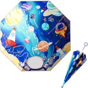 HOUSTIN Kids Umbrella, UV Sun Protection & Rain Umbrella for Children, 38" Lightweight with 360° Reflective Strips, Ages 3-10, Fun Design for Girls & Boys Outdoor Use (YZ)