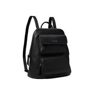 Calvin Klein Women's Enya Casual Backpack, Black/Silver, Large