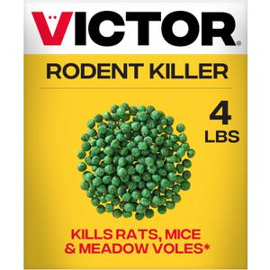 Victor Rat Poisoning for Inside & Outside Use - Kills Rats, Mice, Meadow Voles | Mouse Poisoning for Indoor & Outdoor Areas, Ready-to-Use, 4 lb Bag - M925
