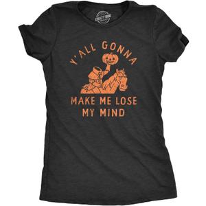 Womens Funny Halloween T Shirts Spooky Scary October Tees for Ladies (Small, Heather Black - Mind)