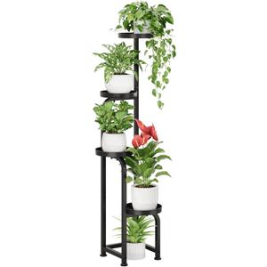 Bamworld Tall Plant Stand Indoor Outdoor, Corner Metal Flower Pot Stands for Multiple Plants, 4 Tier Heavy Duty Plant Shelf for Patio Garden Balcony Living Room Bedroom(Patent Design) (Matte Black)