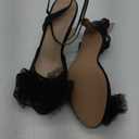 Coutgo Womens Bow Tie Heels Sandals Slingback Peep Toe Wedding Heels Mesh High Stiletto Heel Summer Cute Wedding Bridal Shoes (10, Black)