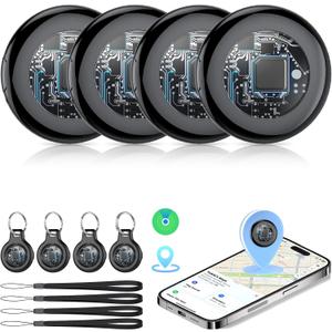 2026 New [Apple MFi Certified] Air Tracker Tags-4 Pack (iOS Only), Tukio Bluetooth Tracker for Apple Find My, Replaceable Battery, Key Finder and Item Locator Smart Tag for Keys, Bag, Luggage and More