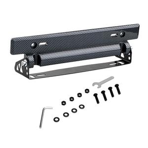 MOXRUQ 1 PC Adjustable Car Flip Up License Plate Bracket, Stainless Steels Front License Plate Mount, Distortion-Proof Bumper License Plate Holder, Universal for Most Cars (Carbon Fiber Black)
