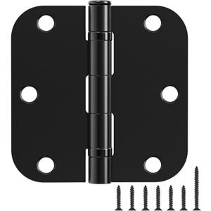 30 Pack Ball Bearing Matte Black Door Hinges 3.5 Inch 5/8" Radius Round Squeak Free Interior 3-1/2"Flat Bifold Standard Bedroom Indoor for Doors 3 " House Home Decor Improvement Accessories Hardware
