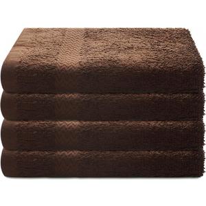 13x13 | Premium Washcloth Set | Absorbent, Ring Spun, Washcloths, Hand towels for Bathroom, 100% Cotton, Face Towels, fingertip towels, Soft, For Daily Use (Pack of 4) (Dark Brown, 13x13)