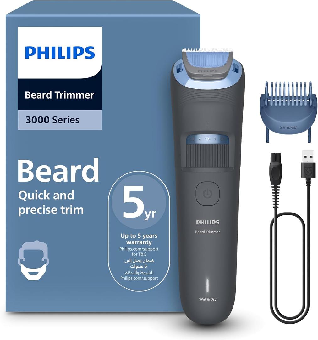 Philips Beard Trimmer 3000 Series BT3617/15, Cordless Beard and Stubble Trimmer