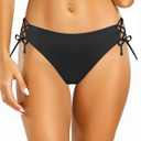 Zmart Women Low Waisted Bikini Bottoms - String Tie Side Bathing Suit Moderate Coverage Swim Bottom (Small, Black)