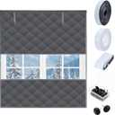 Visible Thermal Window Insulation Kit for Winter, Winterizing Insulated Window Cover Waterproof Oxford Cloth Cotton Layer Reusable Insulated Curtain Blanket Cold Protector for Home Attic RV Keep Warm