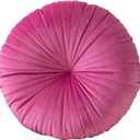 HLOVME Round Pillow Cushion for Couch Velvet Decorative Small Throw Pillow Solid Color for Living Room Bed Floor 15.7, Hot Pink