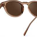 WearMe Pro Round Polarized Sunglasses for Women - Retro Classic UV400 Protection for Driving & Everyday Wear (Light Crystal Brown / Brown Lens)