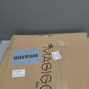 MAGIGO 18 Inches Extra Large Round Black Walnut Wood Ottoman Tray with Handles, Serve Tea, Coffee or Breakfast in Bed, Classic Circular Wooden Decorative Serving Tray