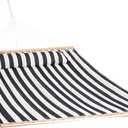 Sunnydaze Quilted Outdoor Hammock with Spreader Bars - Heavy-Duty 450-Pound Capacity Double Hammock for Outside - Black and White (Black & White)
