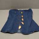 Milumia Women's Metal Button Front Denim Tube Top Elegant Sleeveless Bandeau Tops (Medium)