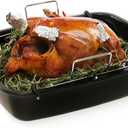 Uukrave Turkey Roasting Pan with Rack (U-Shaped), Extra Large 18.5 x 14.6 Inch Nonstick Roaster Pan for 25 lb Turkey or Chicken, Deep Oven Tray with Wide Handles, Heavy Duty Steel, Nontoxic