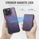 for iPhone 14 Pro Max Wallet Case Compatible with Magsafe, Magnetic RFID Blocking Card Holder Kickstand 2 in 1 Detachable Case for iPhone 14 Pro Max 6.7", Purple