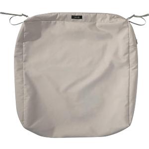 Classic Accessories Ravenna Water-Resistant 21 x 19 x 5 Inch Rectangle Outdoor Seat Cushion Slip Cover, Patio Furniture Chair Cushion Cover, Mushroom, Patio Furniture Cushion Covers 2 pcs 