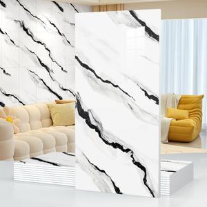 10pcs 23.6"x11.8" Marble Peel and Stick Waterproof Wall Panels - Heat-Resistant Backsplash Tile, PVC Wall Panels for Kitchen,Bathrooms,Living Rooms, Bedrooms, TV Walls,Black and White (19.4 Sq. Ft.)