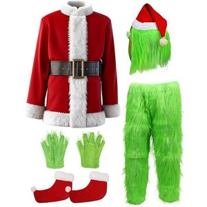 brableewear Christmas Monster Costume Adult Cosplay Costume Luxury Santa Claus Santa Suits Outfits (Medium, Green)