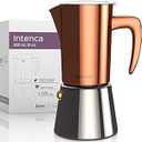 bonVIVO Intenca Stovetop Espresso Maker - Luxurious, Stainless Steel Italian Coffee Maker for Camping or Home Use - Makes 6 Cups of Full-Bodied Coffee - Copper, 10oz