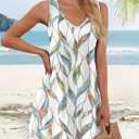 Aokosor Womens Summer Dresses 2026 Loose V Neck Sleeveless Dress Sundresses Swimsuit Coverup Vacation Outfits (M)