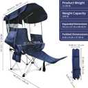Folding Camping Chairs Canopy Outdoor: Sports Portable Beach Chair with Canopy-Lawn Beach Chairs with Umbrella for Adults-Camping Chair with Shade for Fishing Camp Heavy Duty (Casual, Navy Blue)