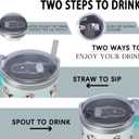 40 oz Tumbler With Handle and Straw, Stainless Steel Insulated Penguin Tumbler, Reusable Coffee Mug With Leak Proof Lid, Gifts for Women (Blue)