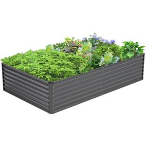 8x4x2FT Galvanized Raised Garden Bed,Galvanized Planter Boxes Outdoor, Large Metal Raised Garden Beds for Vegetables-Grey