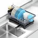 LEMIKKLE Sink Dish Drying Rack - Expandable Small Dish Rack Over Sinks with Drying Tray, Dish Drainer for Kitchen Counter with Cutlery Holder, Drying Rack Fit for 14-19 Kitchen Sink