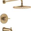Delta Faucet Modern Raincan Round Single-Function Tub and Shower Trim Kit Gold, Tub Faucet Set, Rainfall Shower Head Gold, Delta Shower Kit, Champagne Bronze T14469-CZ-PP (Valve Not Included)
