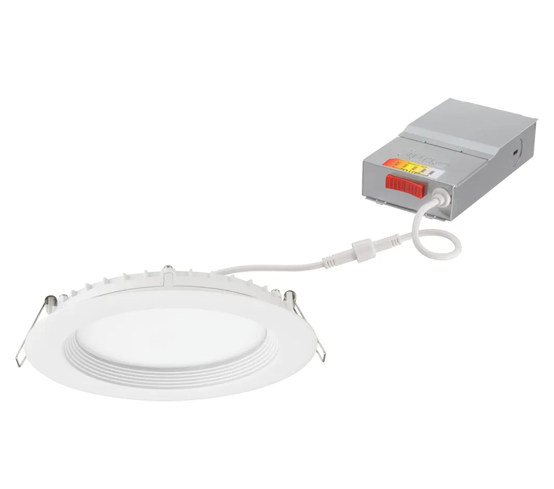 Juno LED Recessed Lights 6 Inch Round Wafer Downlight, 5-in-1 Switchable White Color Temperature, 120 Volts, 6-Inch Regressed Trim, Matte White (WF6 REG SWW5 90CRI MW M6)