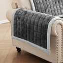 Couch Cover for Dogs Washable,Anti-Slip Back Cat Mat Pet Pad Blanket for Furniture Protector,Fuzzy Pet Sofa Cover for 3 Cushion Couch Sofa Pets Friendly (Dark Gray, 2pc/28"x28"-Arm/Backrest Cover)
