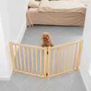 YOCAN Non-Painted Wood FreeStanding Pet Gate for Dogs,Wooden Dog Gates for Doorways, Stairs,The House, Dog Fences Indoor Puppy Gate-2 Panel H:23