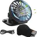 Retisee Solar Clip on Fan for Hat, Handsfree Cooling Fan Portable Cap Solar and USB Charging Suitable for Most Peaked Cap Bucket Hat Outdoor Fishing Travel Hiking