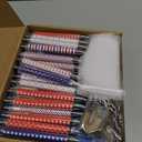 Qeeenar 200 Pcs 4th of July Party Favors Gift Bulk Sets Include American Flag Notebooks Red White Blue Ballpoint Pens Freedom Tags Organza Bags for Memorial Day Independence Day Office Party Supplies