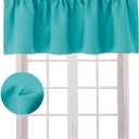 Hiasan Blackout Valance Curtains for Solid Room Darkening Rod Pocket Valances for Windows, 42 x 18 Inches Length, Turquoise, 1 Panel