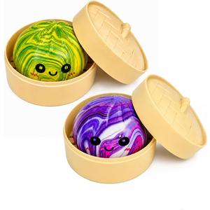 Green and Purple Dumpling Squishies New Mystery Squishies Dumpling with Box Stress Relief Balls Sensory Toys Desk Squeeze Toys Gift(2PCS)