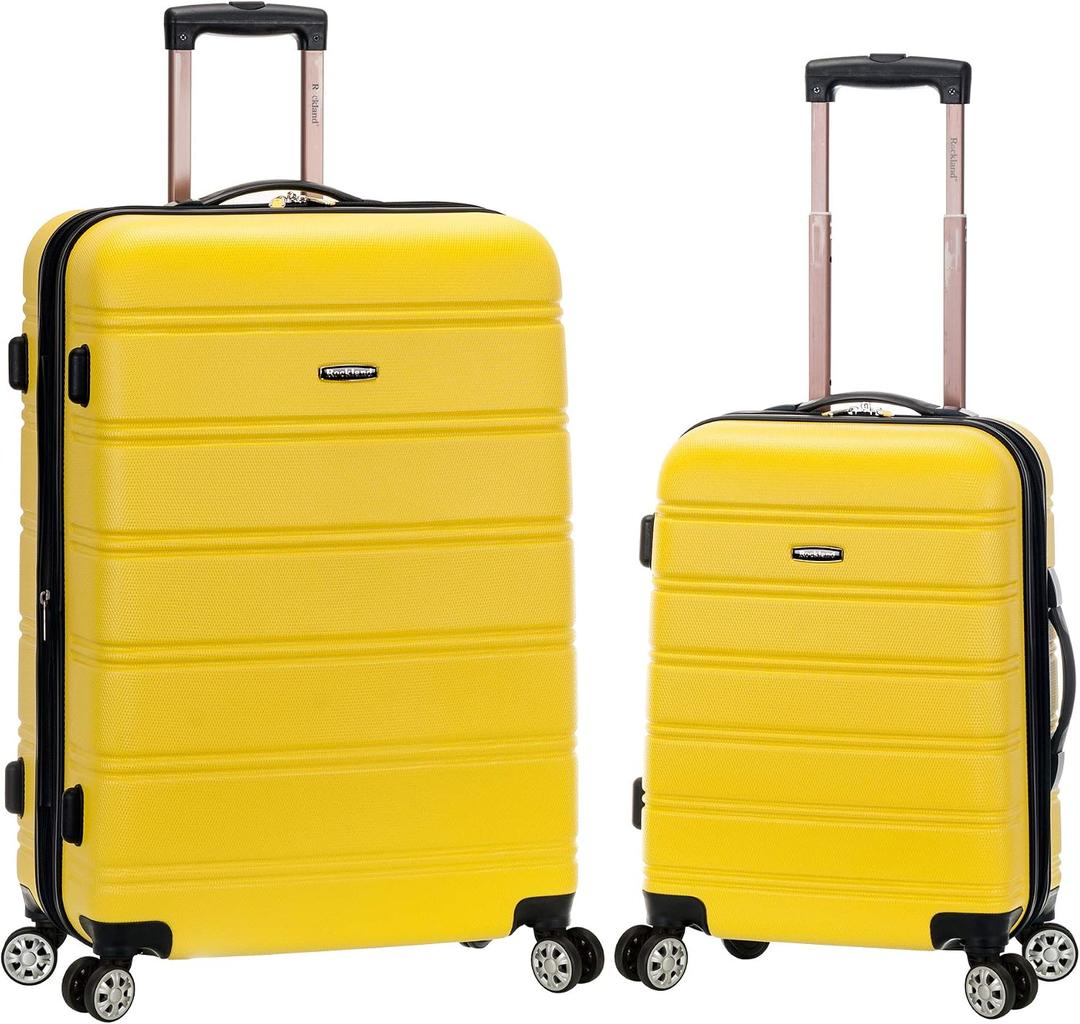 Rockland Melbourne Hardside Expandable Spinner Wheel Luggage, Yellow, 2 Piece (20"/28")