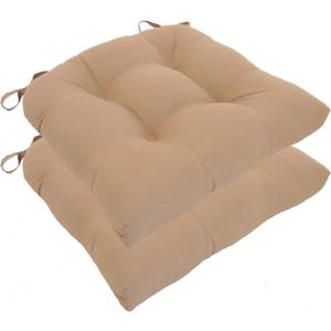Arlee Monotone Woven, Fiber Filled Chair Pads with Tiebacks, 15L x 15W, Tan 2 Count