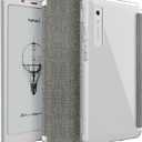 TUDIA SKN FLIP V2 Designed for Onyx Boox Palma 2 Case - [Enhanced Auto Wake/Sleep Technology] Shockproof Slim Transparent TPU Back with Textured Leather Cover - Clear Grey