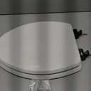 Mayfair Bennett Toilet Seat with Matte Black Hinges, Slow Close Wood Seat, Secure Metal Hinges, Easy Install, Made in USA, Elongated, White