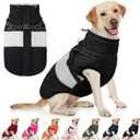 AOFITEE Dog Coats for Large Dogs, Dog Winter Coat, Dogs Coat with Harness Built in, Reflective Waterproof Pet Jacket with Furry Collar, Warm Fleece Pet Sweater for Doberman, Great Dane, Black XXL