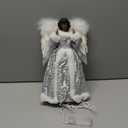 12.2'' Black Angel Christmas Tree Topper with Lights Standing African American Christmas Decorations Black Angel Figurines Treetop for Xmas Home Decor Winter Holiday(White,Cute Style)
