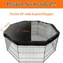 PJYuCien Dog Playpen Mesh Top Cover, Fits 24 Inch 8 Panels Regular Octagon Metal Exercise Pet Pen, Adhesive Tape Connections, Black (Note: Cover Only, Fence Not Included)