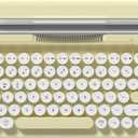 Ajazz AF84 Wireless Membrane Silent Typewriter Keyboard, Bluetooth/2.4G Dual-Mode Connection, Cute Retro Aesthetic Design with Integrated Stand for Tablet, Phone, PC and Win/Mac/Android Yellow