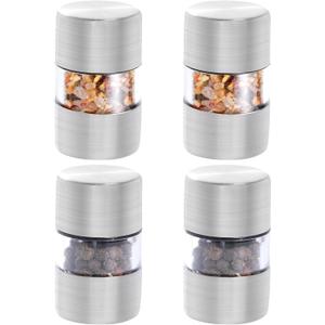 4Pcs Mini Salt and Pepper Grinder Shakers for Home Restaurant Camping Travel