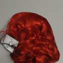 Baruisi Short Curly Red Wigs for Women Synthetic Natural Wavy Red Costume Cosplay Party Wig with Wig Cap