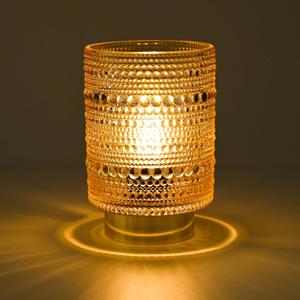 Battery Operated Lamp with Auto-Off Timer, Cordless Table Night Light for Bedroom & Entryway, Portable LED Lamp for Home, Outdoor, Camping No Battery Included (Pearl Design-Amber)